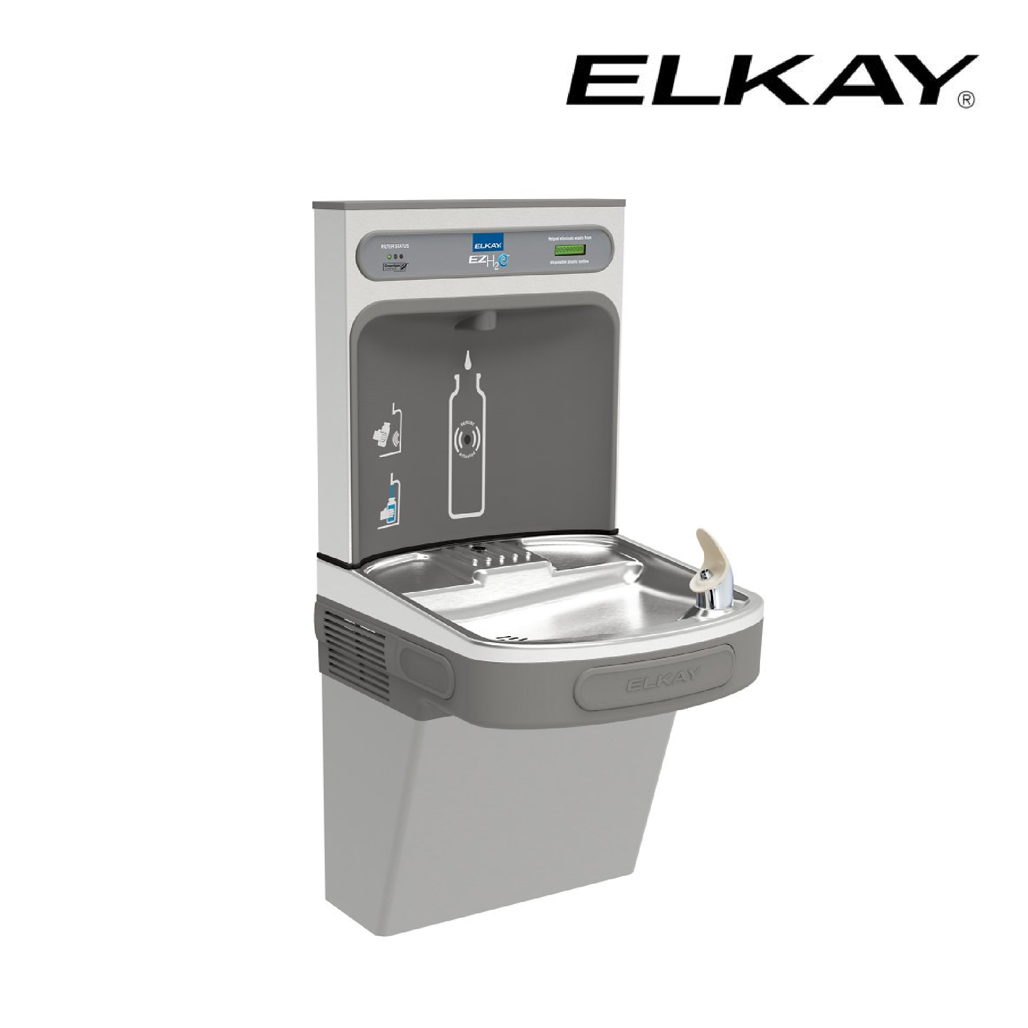 Elkay EZH2O Bottle Filling Station Single ADA Cooler, Filtered & Non Refrigerated - Light Gray